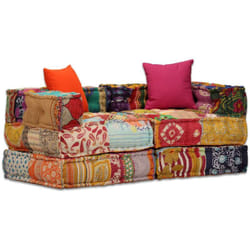 Pouf modulaire à 2 places Patchwork Tissu