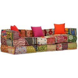 Vidaxl - Pouf modulaire à 3 places Patchwork Tissu