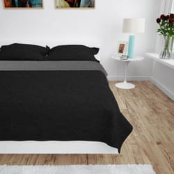 Vidaxl - Couvre-lit à double face matelassé 170 x 210 cm Gris et noir
