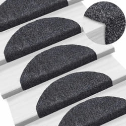 vidaXL Tapis d'escalier autocollants 15 pièces 65 x 21 x 4 cm Gris foncé Demi-rond Grand