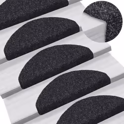 vidaXL Tapis d'escalier autocollants 15 pièces 65 x 21 x 4 cm Noir Demi-rond Grand