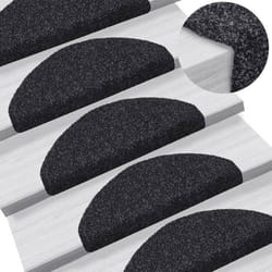 vidaXL Tapis d'escalier autocollants 15 pièces 65 x 21 x 4 cm Noir Demi-rond Grand