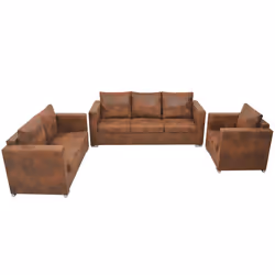VidaXL 274886, Marron, Polyester, 3 siège(s), 191 cm, 73 cm, 82 cm