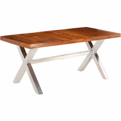 Cette table de salle à manger en bois massif d'acacia ajoutera une touche distinctive à votre pièce ! La table est en bois d' ...