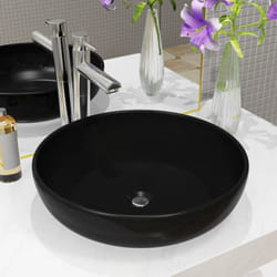 Lavabo rond céramique noir 42x12 cm Vidaxl