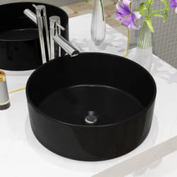 Vidaxl - Lavabo rond Céramique Noir 40 x 15 cm