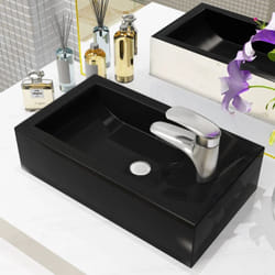 Vasque avec trou de robinet Céramique Noir 46 x 25,5 x 12 cm