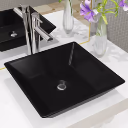 vidaXL Lavabo Céramique carré Noir 41,5 x 41,5 x 12 cm - TU
