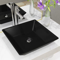 vidaXL Lavabo Céramique carré Noir 41,5 x 41,5 x 12 cm - TU