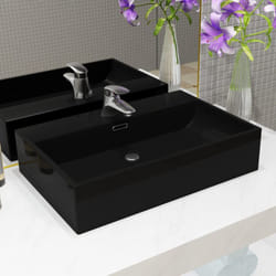 Vidaxl - Vasque avec trou de robinet en céramique Noir 76x42,5x14,5 cm