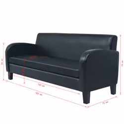 VidaXL 245588 canapé 3 siège(s) Noir - Vue supplémentaire 8