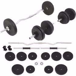 Cet ensemble de barre d'haltères et d'haltères polyvalent est parfait pour la poitrine, les biceps, les bras, les triceps et  ...