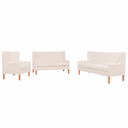 VidaXL 274931, Crème, Blanc, 3 siège(s), Polyester, 1800 mm, 680 mm, 900 mm