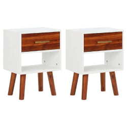 vidaXL Tables de chevet 2 pcs Bois d'acacia massif 40x30x57 cm - TU