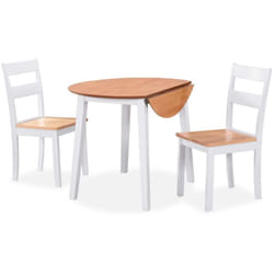 Ensemble De Salle À Manger 3 Pcs，ensemble À Dîner Mdf Et Hévéa Blanc Vidaxl