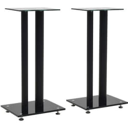 vidaXL Support haut-parleur 2pc Verre trempé Design 2 colonnes Noir - TU