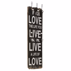 vidaXL Porte-manteau mural avec 6 crochets 120 x 40 cm LOVE LIVE - TU