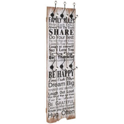 vidaXL Porte-manteau mural avec 6 crochets 120 x 40 cm FAMILY RULES - TU