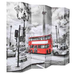 vidaXL Cloison de séparation 228 x 170 cm Bus londonien Noir et blanc