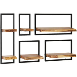 Set d'étagères murales 5 pcs Bois d'acacia massif et acier vidaXL