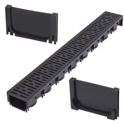 Description générale Cet ensemble complet se compose d'un caniveau de drainage avec grille en plastique et de 2 bouchons d'ex ...