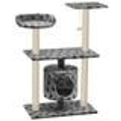 vidaXL Arbre à chat avec griffoir en sisal 95 cm Gris Motif de pattes
