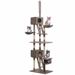 vidaXL Arbre à chat avec griffoirs en sisal 230-260 cm Gris