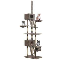 vidaXL Arbre à chat avec griffoirs en sisal 230-260 cm Gris