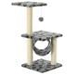 vidaXL Arbre à chat avec griffoirs en sisal 65 cm Gris Motif de pattes