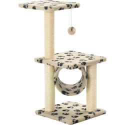 Arbre à chat avec griffoirs en sisal 65 cm Beige Motif pattes Vidaxl
