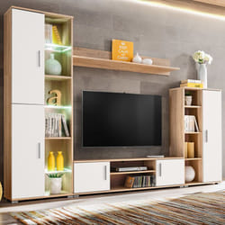 Vidaxl - Meuble tv mural avec lumière led Chêne sonoma et blanc