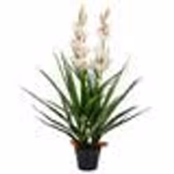 vidaXL Plante artificielle Orchidée Cymbidium avec pot 100 cm Vert - TU