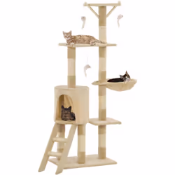 Avec cet arbre à chat de haute qualité, vos chats peuvent gratter, se percher, se cacher, grimper et se détendre à leur guise ...