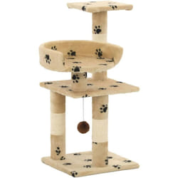 vidaXL Arbre à chat et griffoirs en sisal 65 cm Beige Motif de pattes