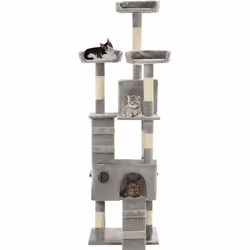 vidaXL Arbre à chat avec griffoirs en sisal 170 cm Gris