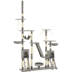 vidaXL Arbre à chat avec griffoirs en sisal 230-250 cm Gris