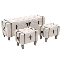 vidaXL Ensemble de bancs de rangement 3 pcs Bois massif et acier - TU