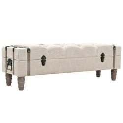 vidaXL Banc de rangement Bois massif et acier 111x34x37 cm - TU