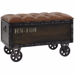 Description générale Ce remarquable banc de rangement en forme de coffre de voyage ajoutera une touche unique à votre décor a ...