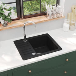 vidaXL Évier de cuisine en granit Bac unique Noir - TU