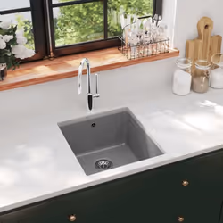Notre évier de cuisine en granit sera un ajout intemporel à la décoration de votre cuisine. Il dispose d'un seul bac extra-pr ...