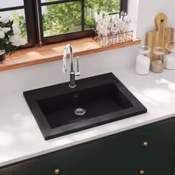Ce lavabo avec trop-plein sera un excellent supplément à toute salle de bains, salle d'eau ou sanitaires. Le granit vitré et  ...