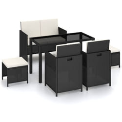 vidaXL Salon de jardin 6 pcs avec coussins Résine tressée Noir