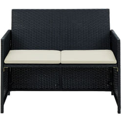 Canapé de jardin à 2 places avec coussins Noir Résine tressée - Vidaxl