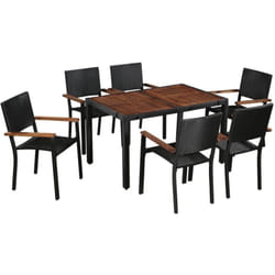 Mobilier d'extérieur 7 pcs Résine tressée et bois d'acacia Noir - Vidaxl