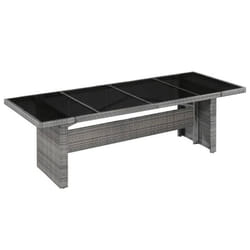 Table De Jardin 240x90x74 Cm Résine Tressée Et Verre