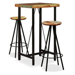 vidaXL Ensemble de bar 3 pcs - Bois de récupération