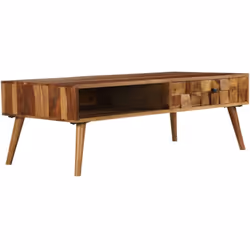 Notre table basse en bois massif avec une finition de couleur miel dégage un charme vintage et sera un supplément distinctif  ...