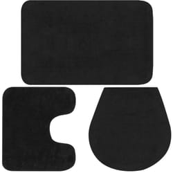 vidaXL Jeu de tapis de salle de bain 3 pcs Tissu Anthracite
