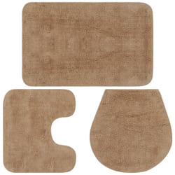 Vidaxl - Jeu de tapis de salle de bain 3 pcs Tissu Beige